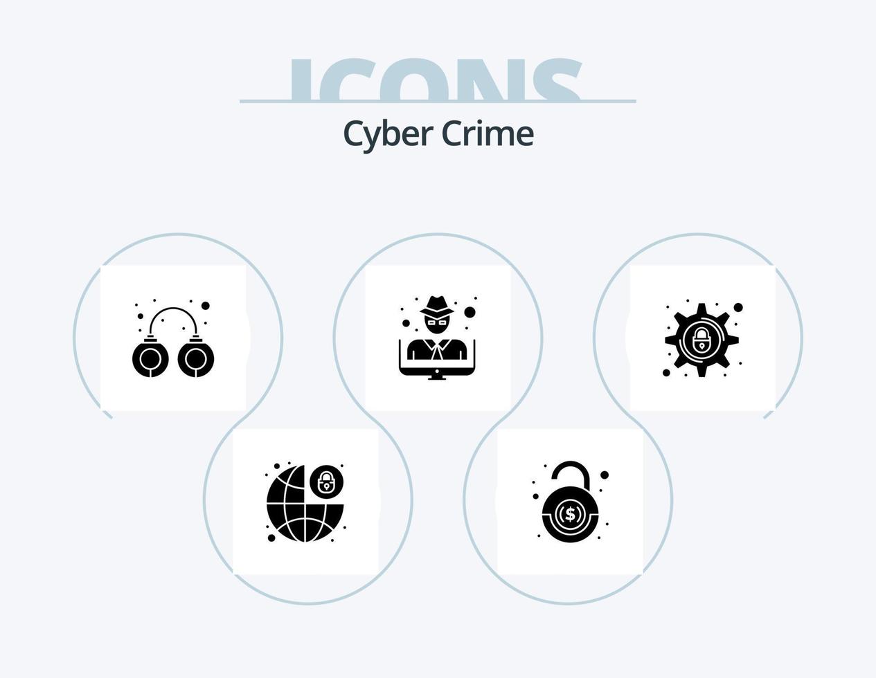 paquete de iconos de glifos de delitos cibernéticos 5 diseño de iconos. delito cibernético. ladrón. seguridad. hombre. arrestar vector