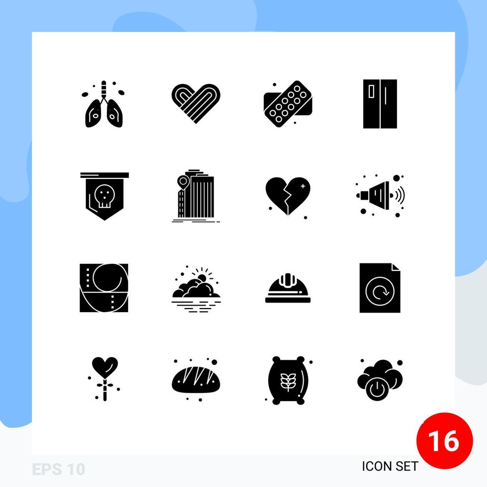 16 Solid Glyph concept for Websites Mobile and Apps halloween side tablet refrigerator by Editable Vector Design Elements