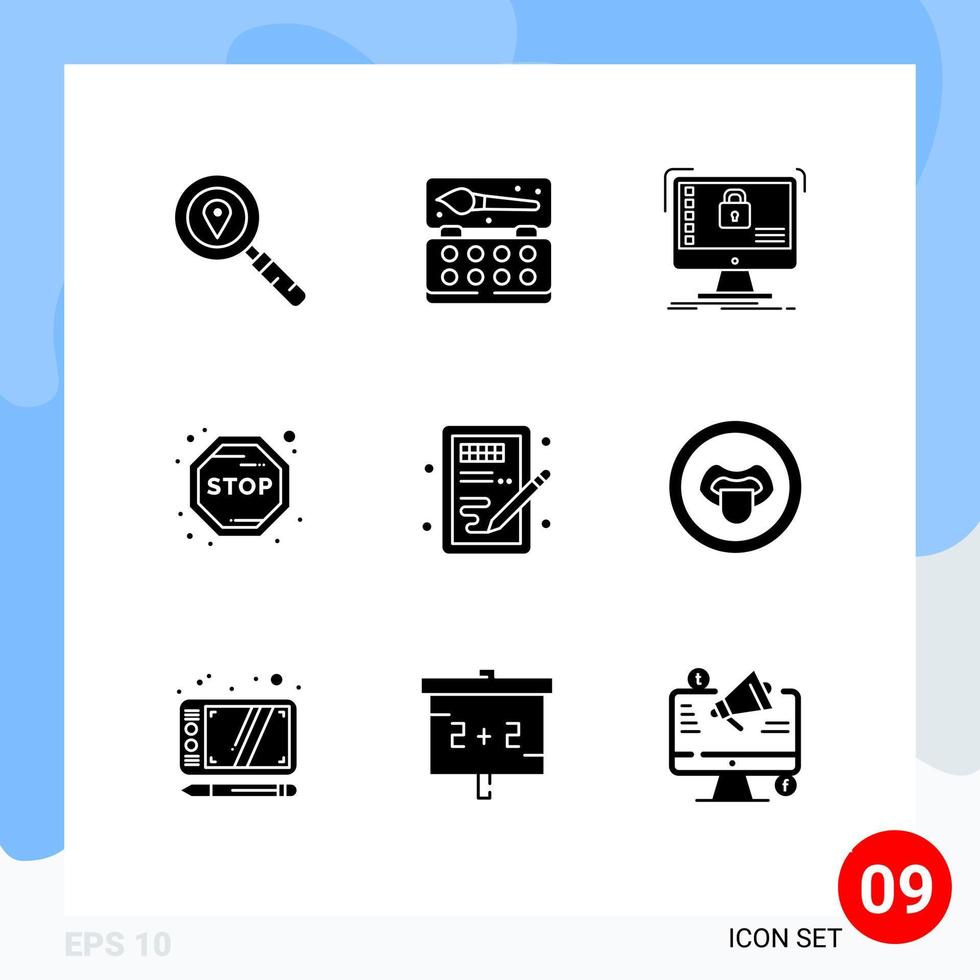 9 Creative Icons Modern Signs and Symbols of design stop secure journey data Editable Vector Design Elements