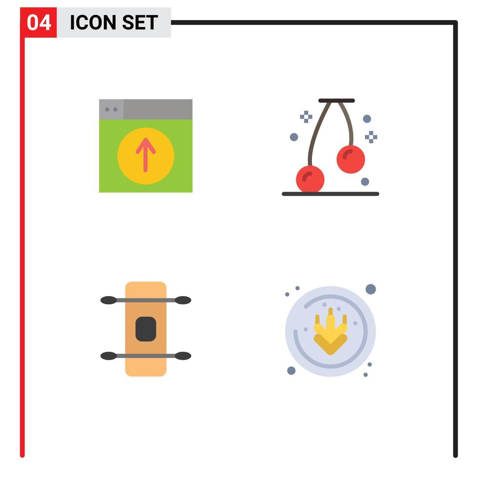 Pictogram Set of 4 Simple Flat Icons of upload skateboard design food allergens Editable Vector Design Elements