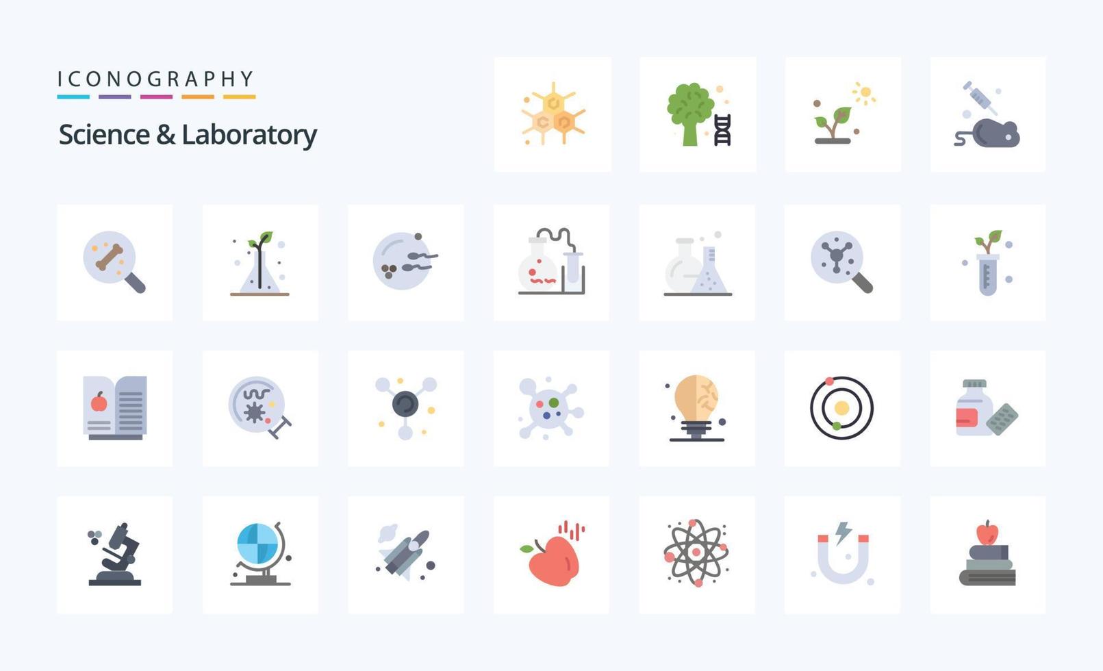 25 Science Flat color icon pack vector