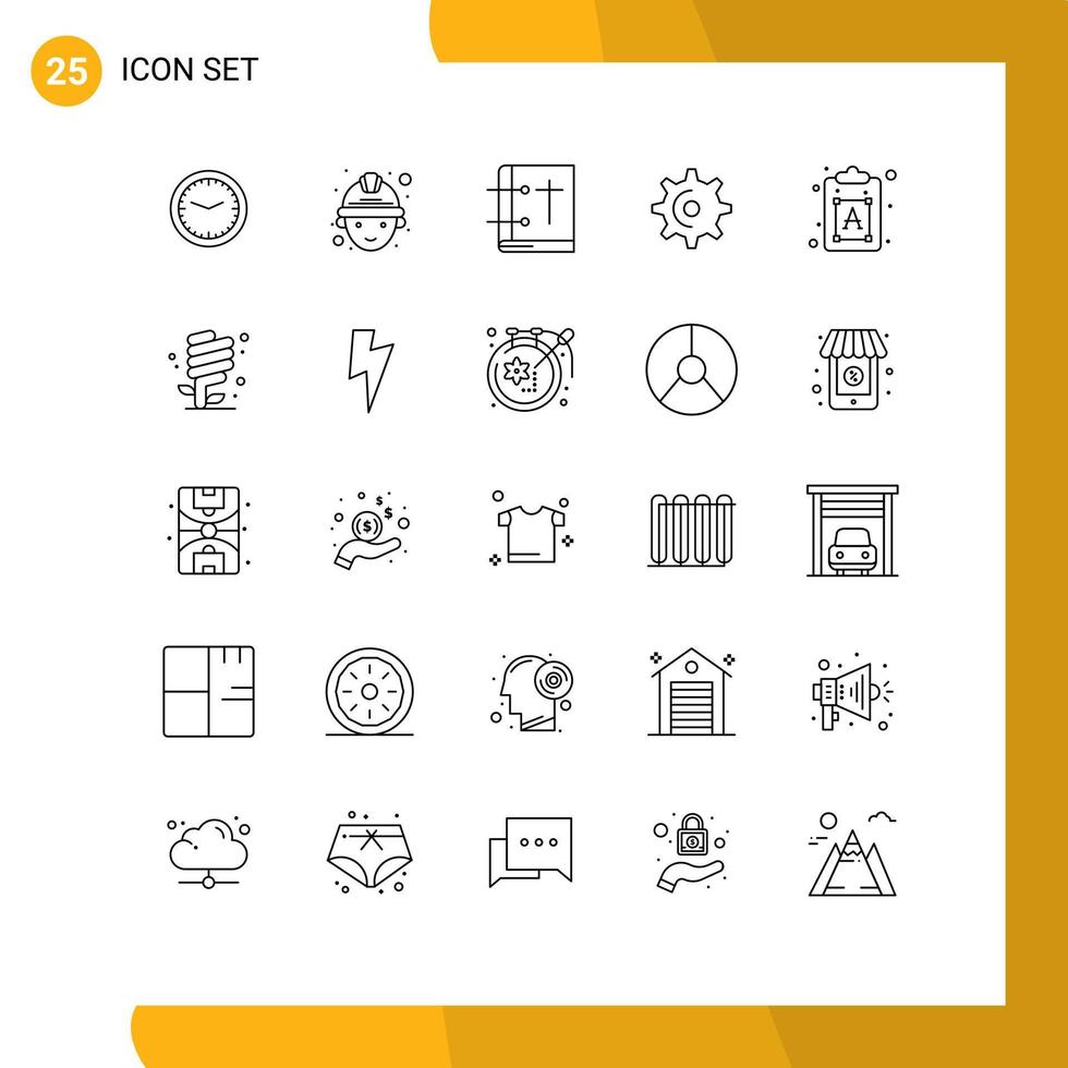 25 Creative Icons Modern Signs and Symbols of creative spin bible gear pray Editable Vector Design Elements