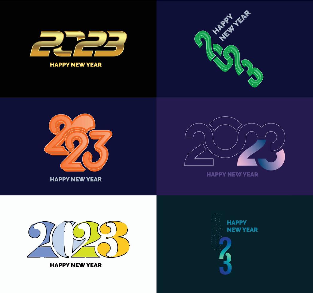Big Collection of 2023 Happy New Year symbols Cover of business diary for 2023 with wishes vector