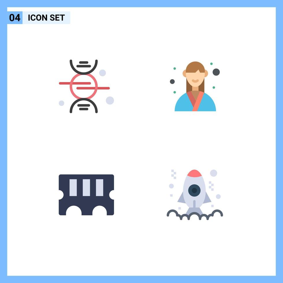 User Interface Pack of 4 Basic Flat Icons of adn hardware medical manager ram Editable Vector Design Elements
