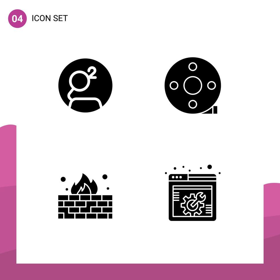 Mobile Interface Solid Glyph Set of 4 Pictograms of groastl coin antivirus crypto currency clapper internet Editable Vector Design Elements