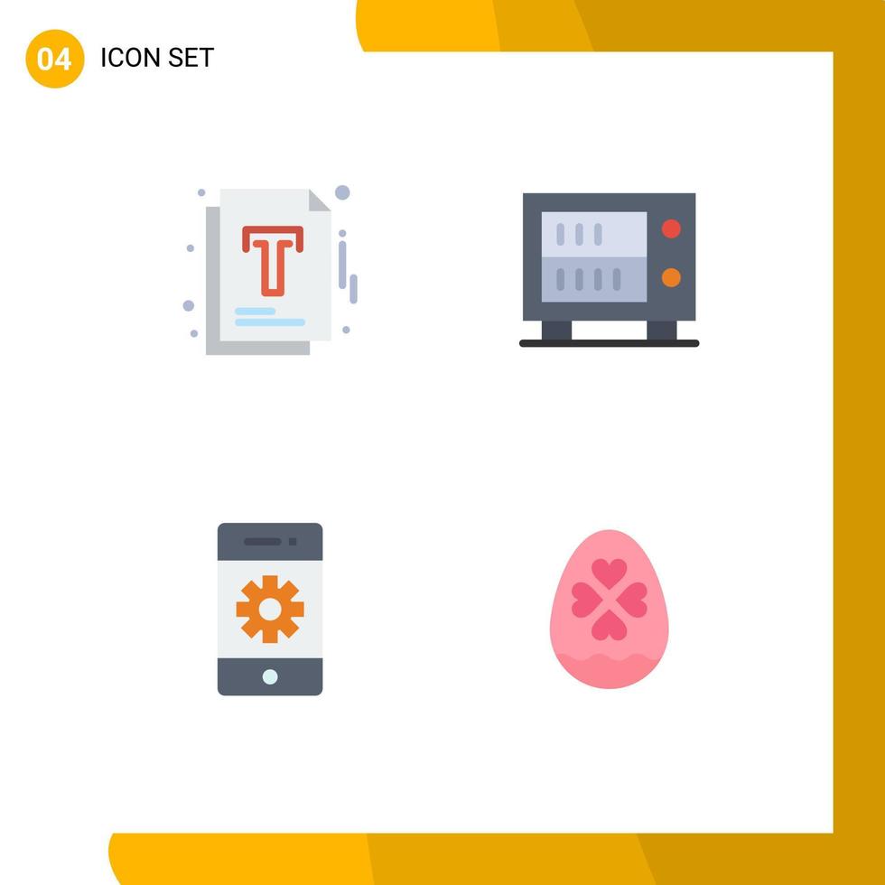 4 Flat Icon concept for Websites Mobile and Apps document phone optimization safe smartphone Editable Vector Design Elements