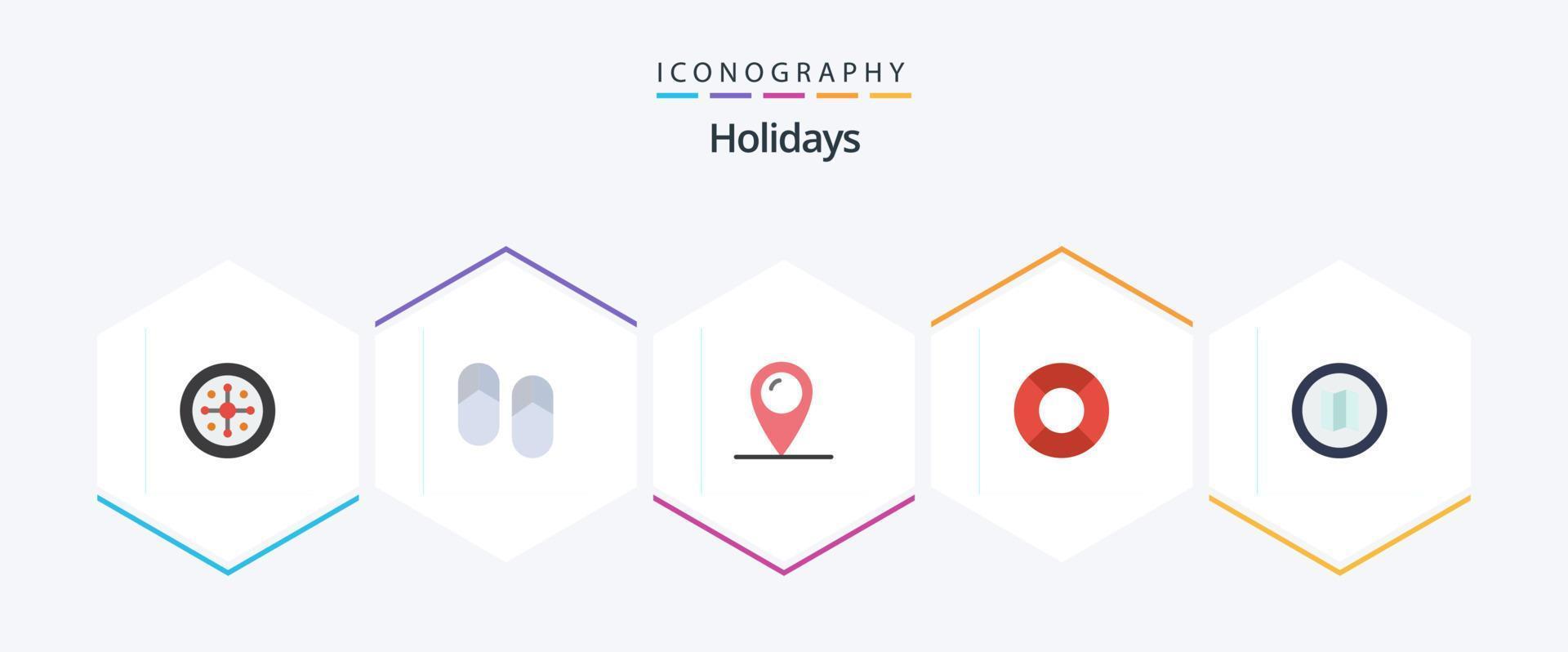 Holidays 25 Flat icon pack including map. holiday. holiday. recreations. float vector