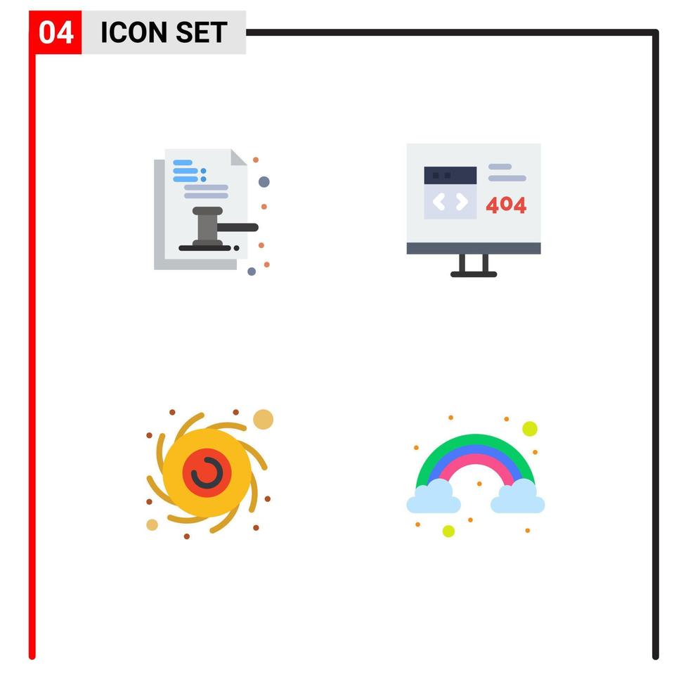 User Interface Pack of 4 Basic Flat Icons of auction error law browser black hole Editable Vector Design Elements