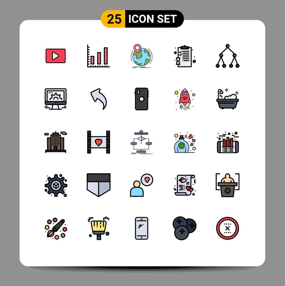 25 iconos creativos, signos y símbolos modernos de páginas sociales, educación global, regreso a la escuela, elementos de diseño vectorial editables vector