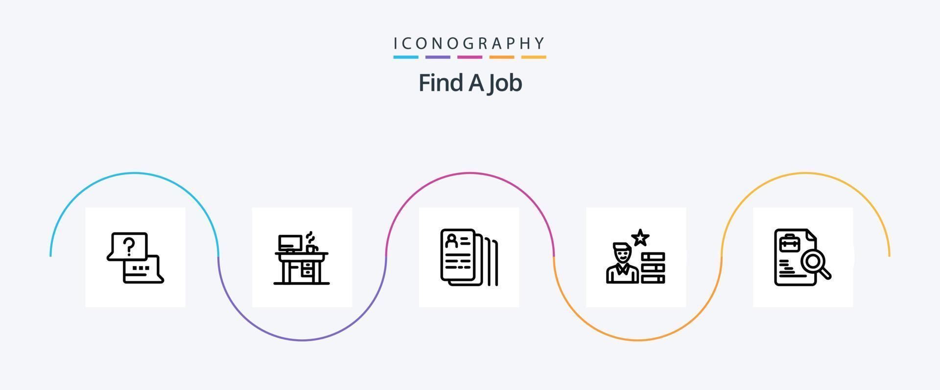 Find A Job Line 5 Icon Pack Including document. personal. document. magnifier. find job vector