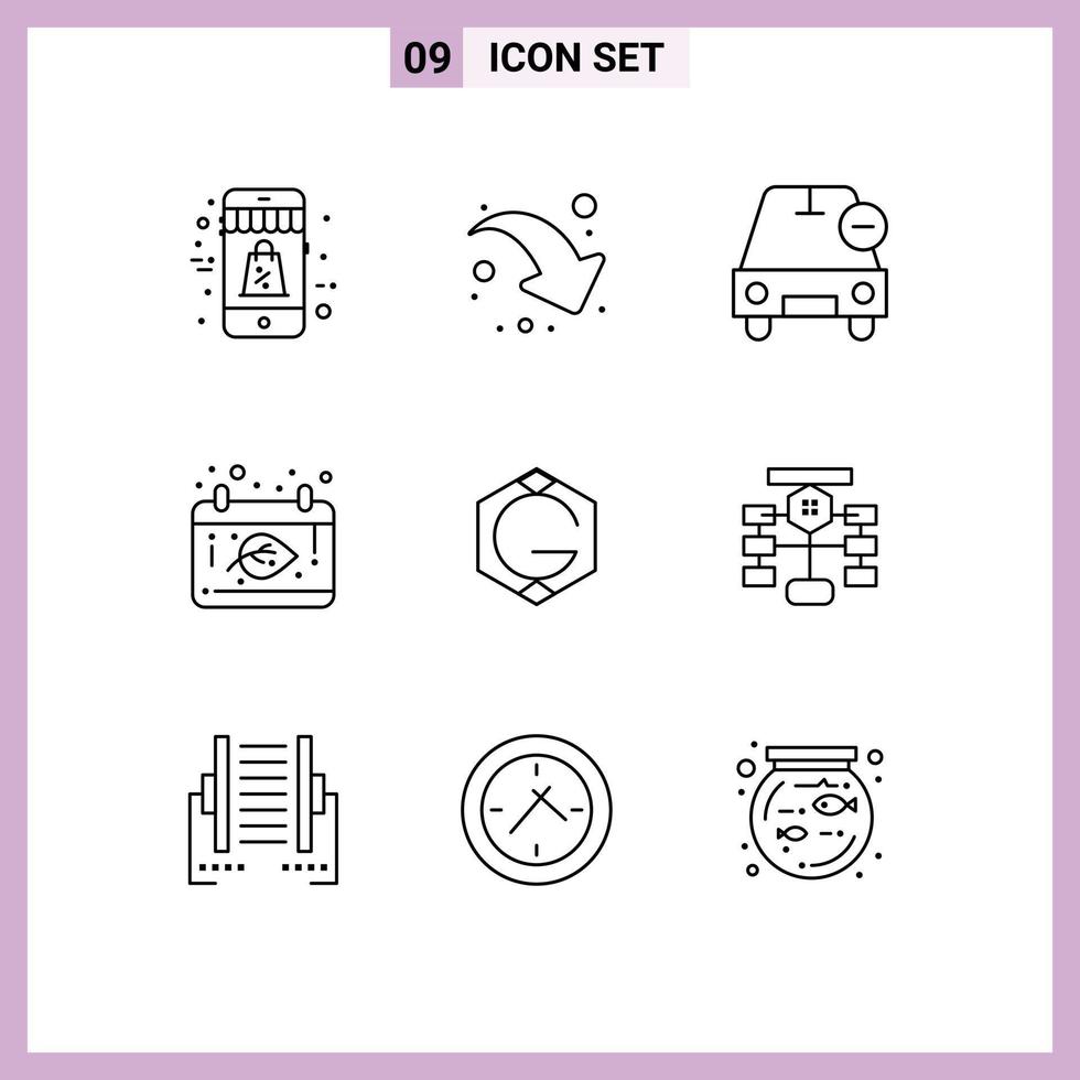 Set of 9 Vector Outlines on Grid for coin thanksgiving delete date autumn Editable Vector Design Elements