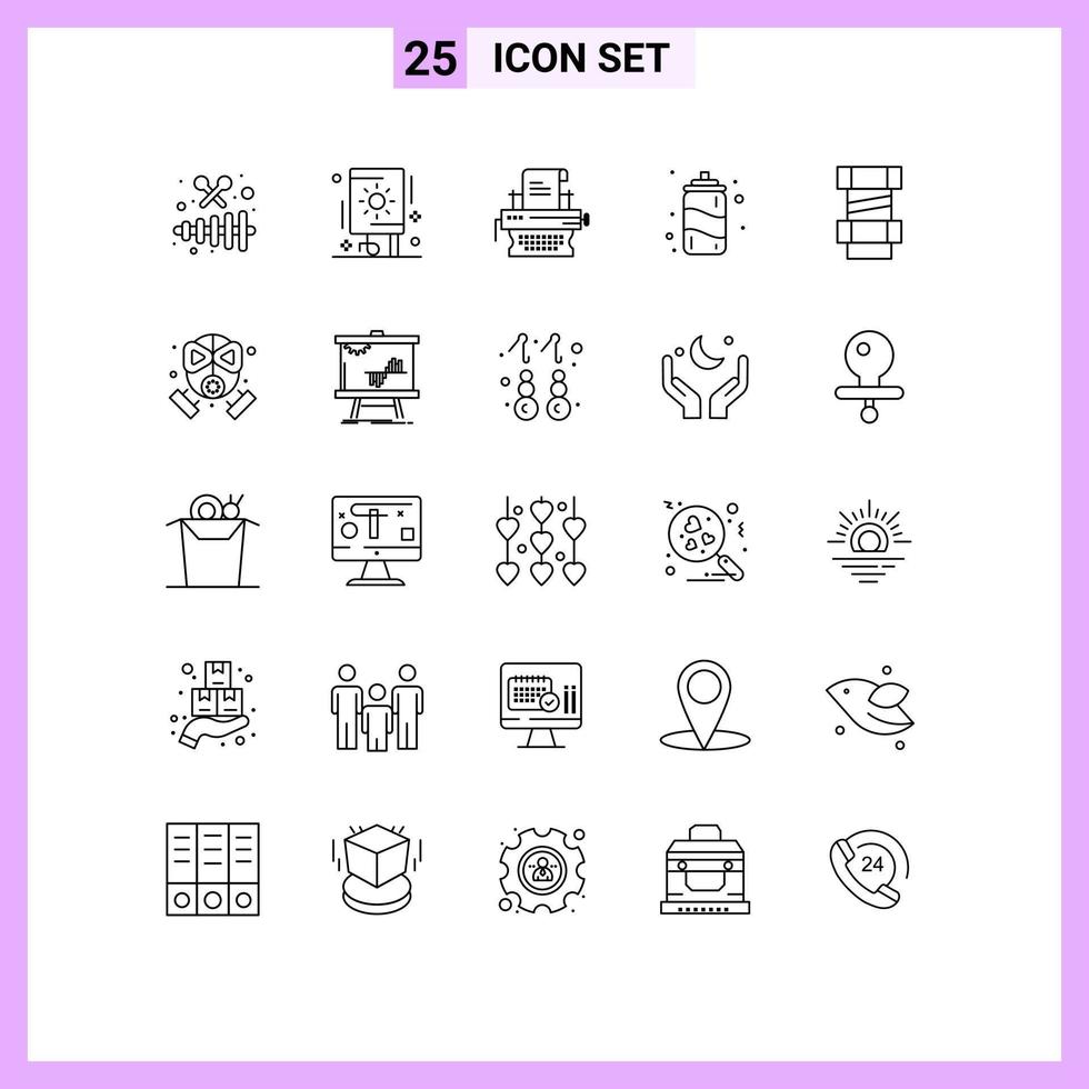 Group of 25 Modern Lines Set for engineering carpenter copywriting summer drink Editable Vector Design Elements