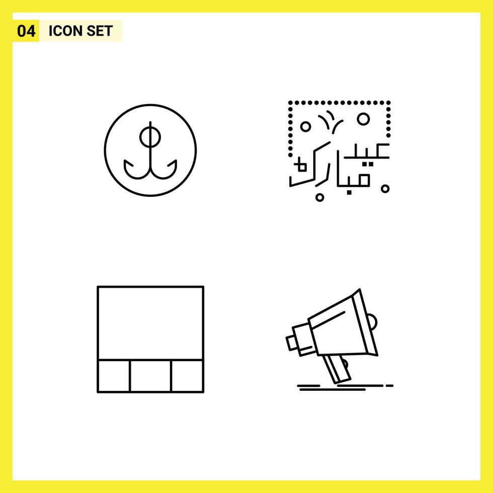 4 User Interface Line Pack of modern Signs and Symbols of decoy grid sport typography bullhorn Editable Vector Design Elements