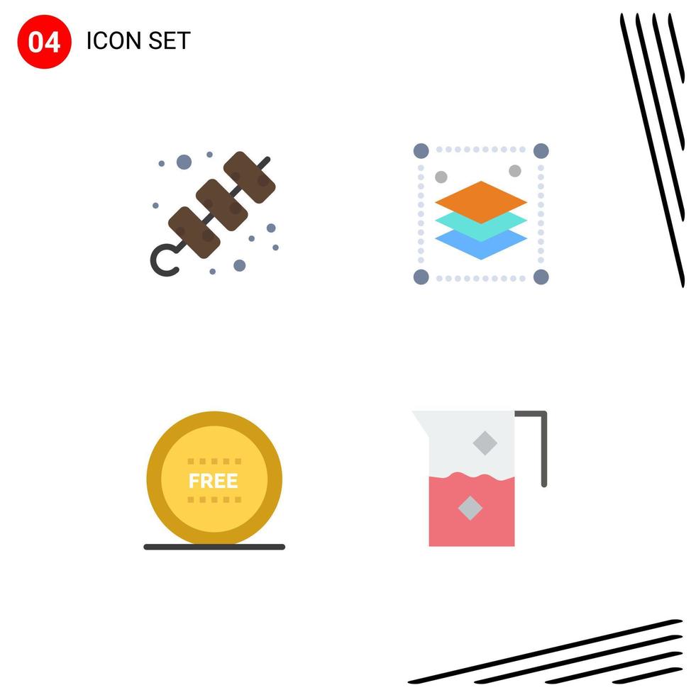 Pictogram Set of 4 Simple Flat Icons of camping ecommerce travel layers line Editable Vector Design Elements