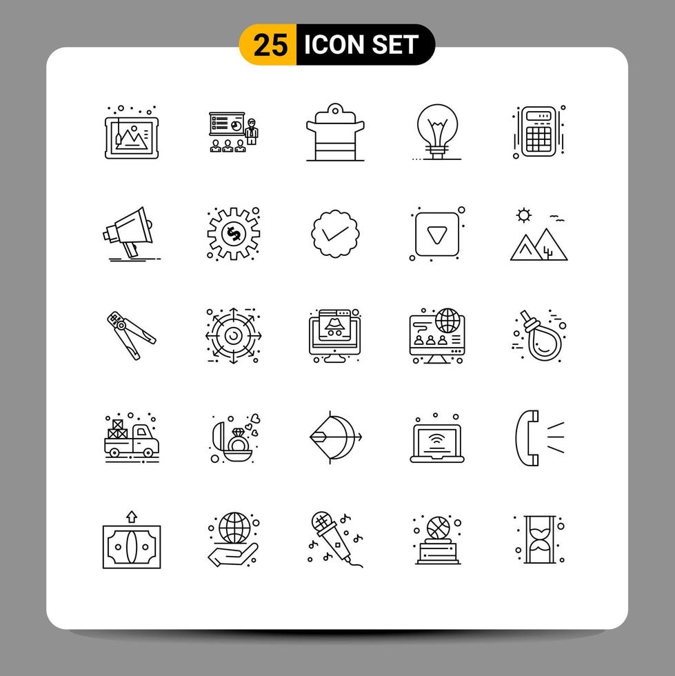 Pack of 25 Modern Lines Signs and Symbols for Web Print Media such as innovation pot marketing pan cooking Editable Vector Design Elements