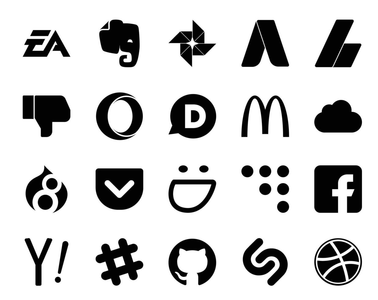 20 Social Media Icon Pack Including facebook smugmug dislike pocket icloud vector