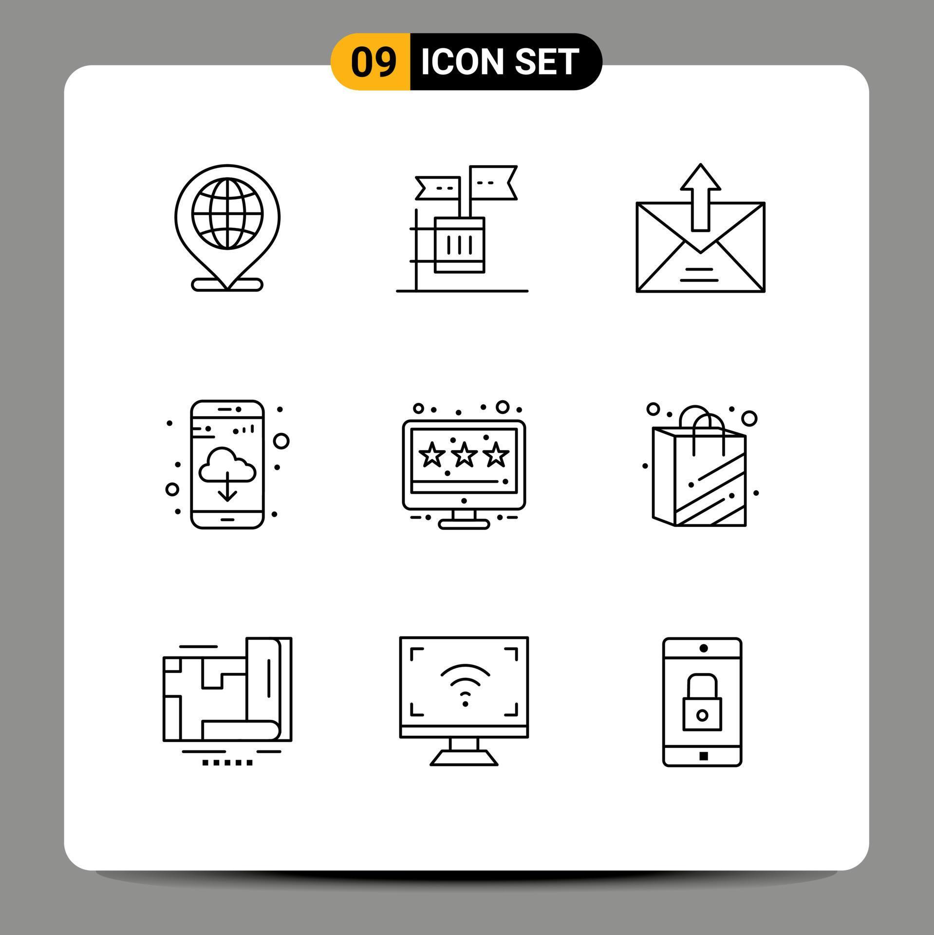 outline-pack-of-9-universal-symbols-of-rating-app-download-junk-app