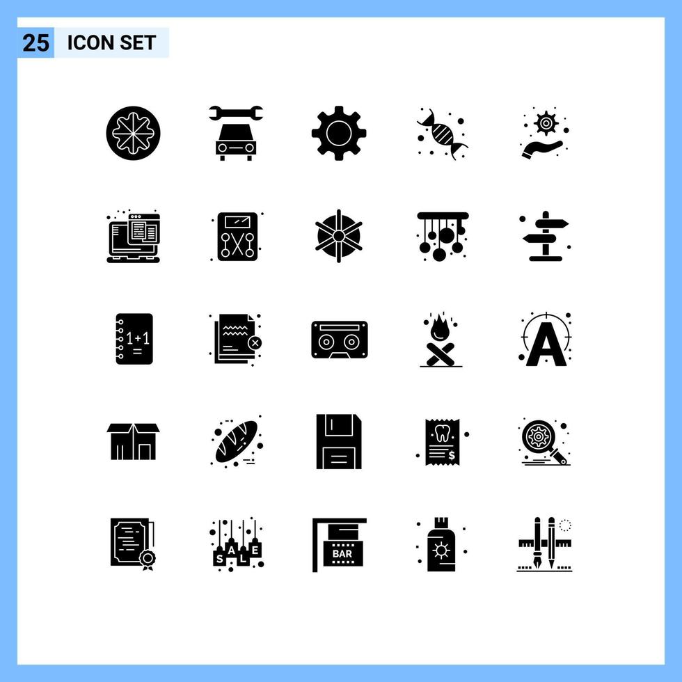 Set of 25 Modern UI Icons Symbols Signs for management education basic dna back to school Editable Vector Design Elements