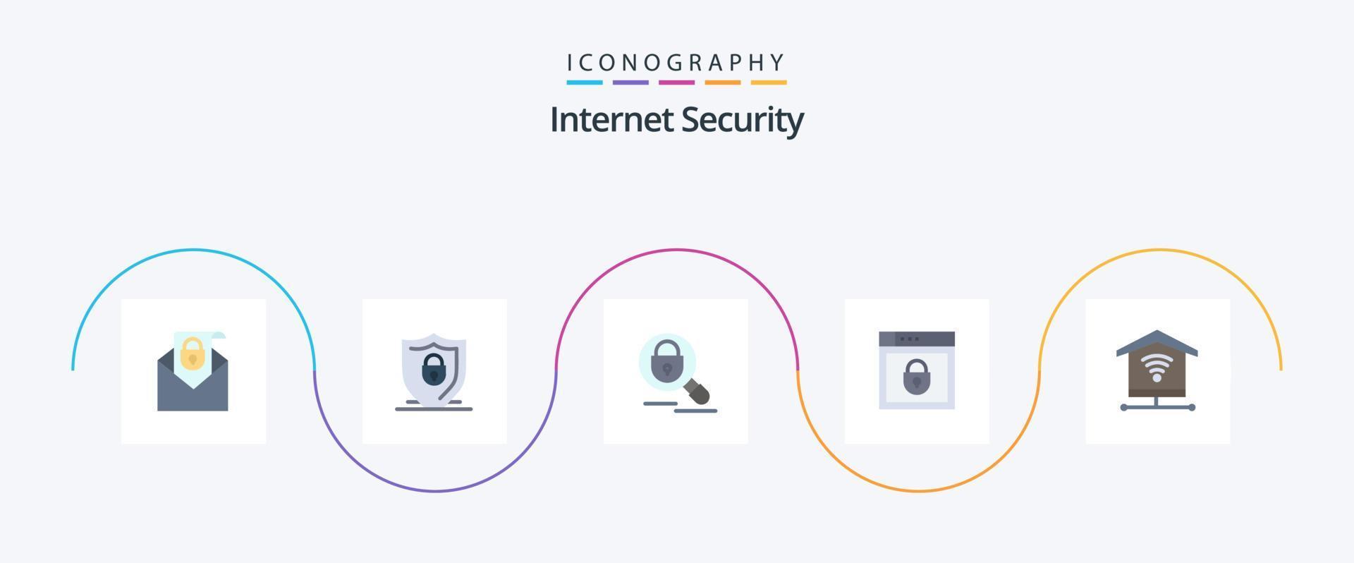 Internet Security Flat 5 Icon Pack Including security. web security. search. shield. internet vector