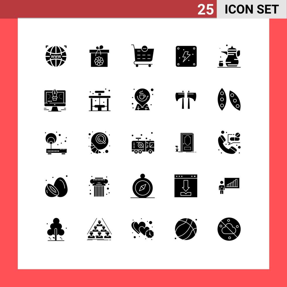 Set of 25 Modern UI Icons Symbols Signs for ramadan cup checkout abrahamic energy Editable Vector Design Elements
