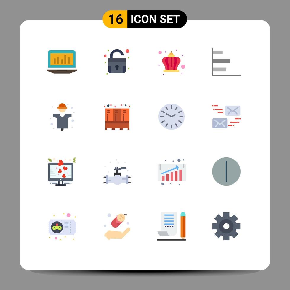 conjunto de 16 iconos modernos de la interfaz de usuario símbolos signos para el rendimiento agrícola corona finanzas horizontales paquete editable de elementos de diseño de vectores creativos