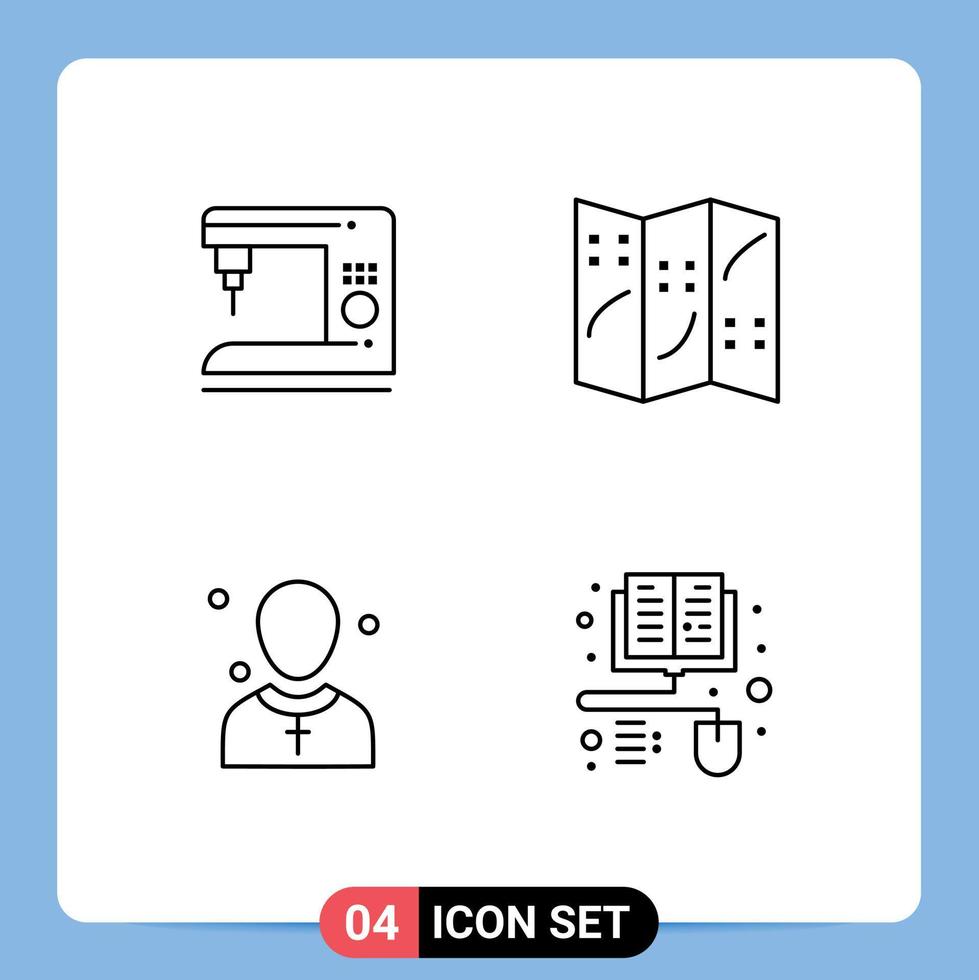 4 iconos creativos signos y símbolos modernos de la ubicación de la máquina masculina predicador elementos de diseño vectorial editables vector