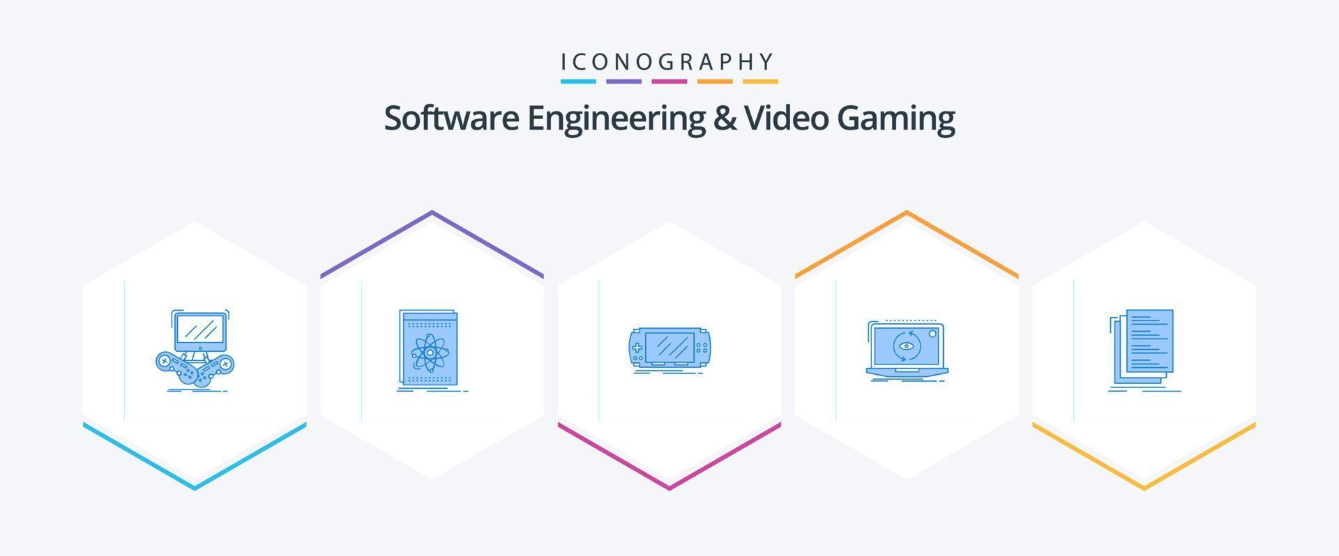 Software Engineering And Video Gaming 25 Blue icon pack including new. app. platform. psp. game vector