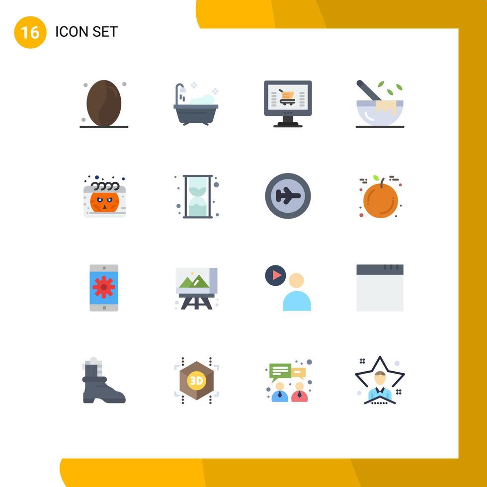 Group of 16 Modern Flat Colors Set for smiley date ecommerce calendar kitchenware Editable Pack of Creative Vector Design Elements