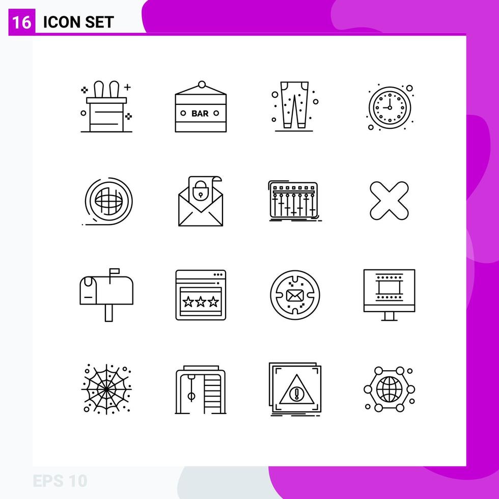 Pack of 16 creative Outlines of environment watch fashion time business Editable Vector Design Elements