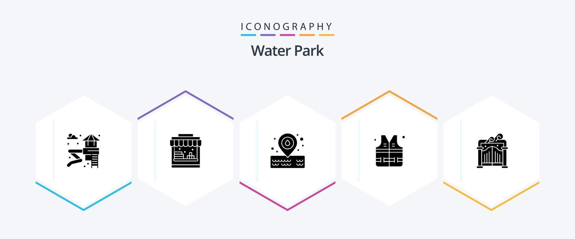 Water Park 25 Glyph icon pack including . . park. garden. gate vector