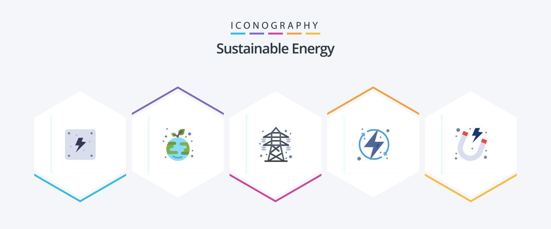 energía sostenible 25 paquete de iconos planos que incluye energía. renovable. energía. energía. ecológico vector