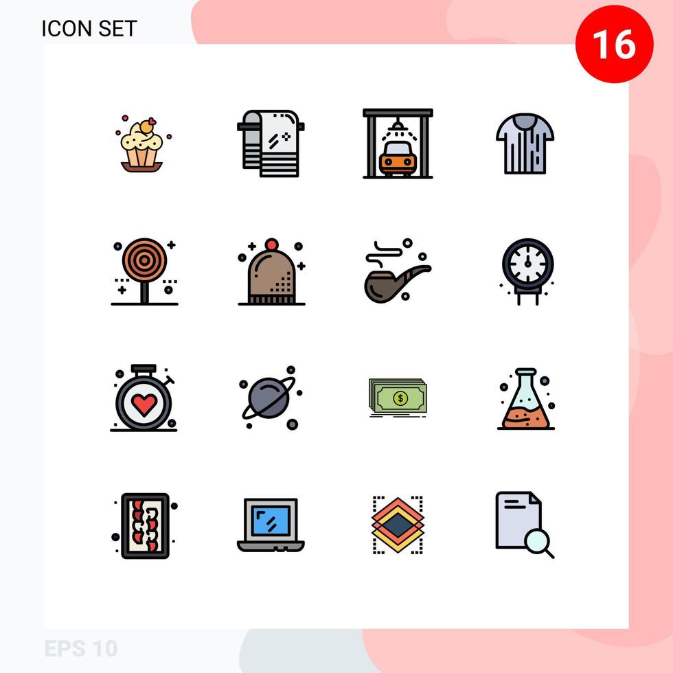 conjunto de 16 iconos de interfaz de usuario modernos símbolos signos para celebración trikot coche camiseta deporte elementos de diseño de vectores creativos editables
