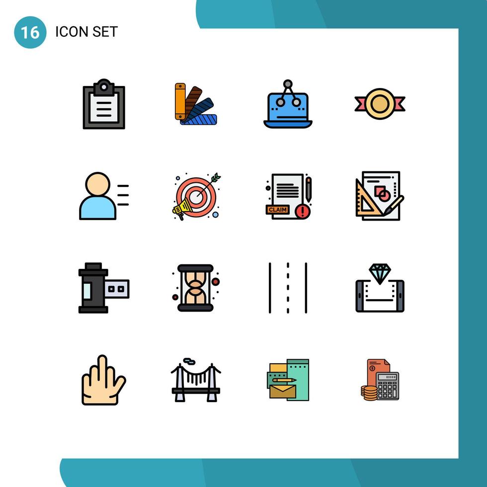 conjunto de 16 iconos modernos de la interfaz de usuario símbolos signos para la educación de la persona etiqueta de etiqueta digital elementos de diseño de vectores creativos editables