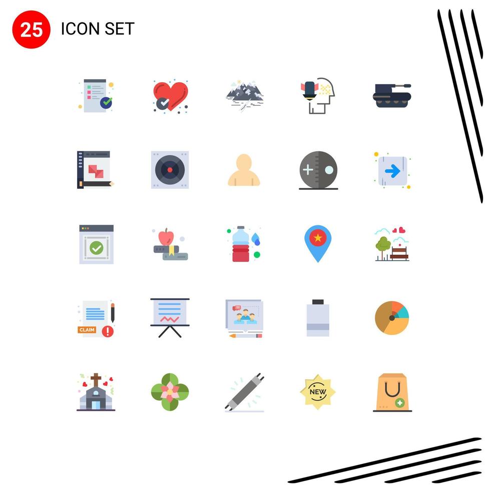 Universal Icon Symbols Group of 25 Modern Flat Colors of cannon protection mountain personal crack Editable Vector Design Elements