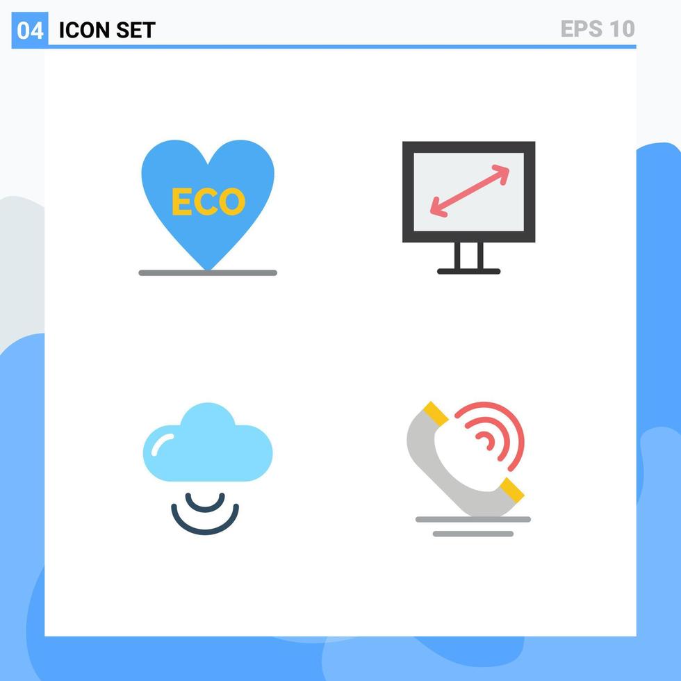 4 Creative Icons Modern Signs and Symbols of eco wifi environment tv communication Editable Vector Design Elements