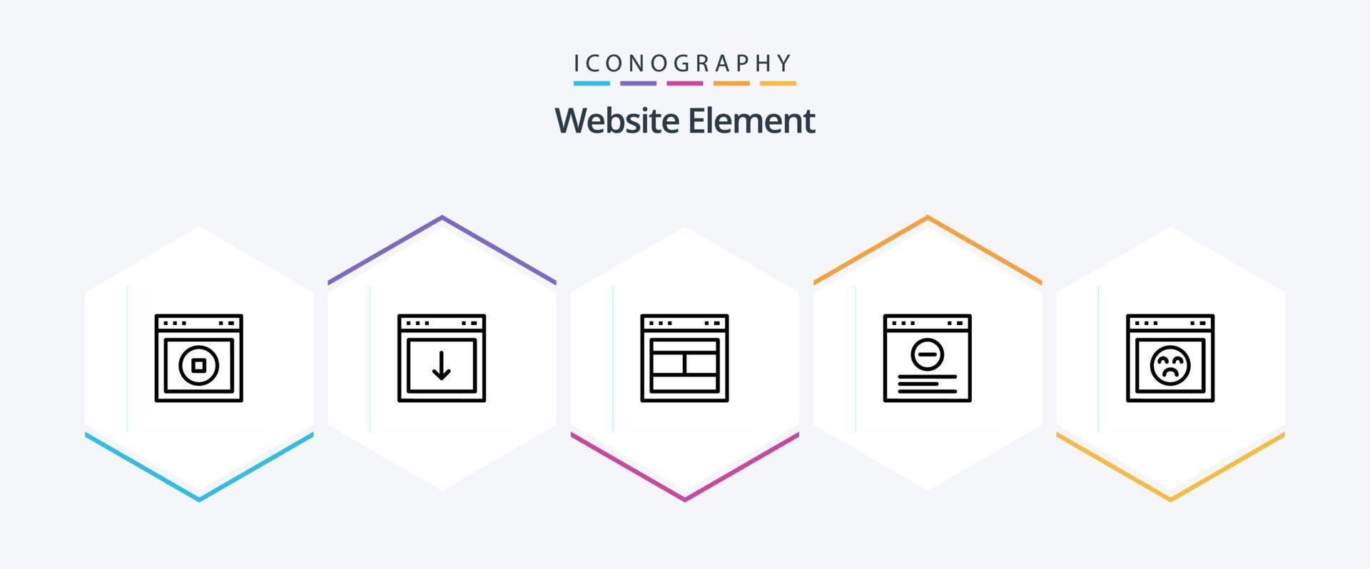 Website Element 25 Line icon pack including website. browser. element. website. site vector