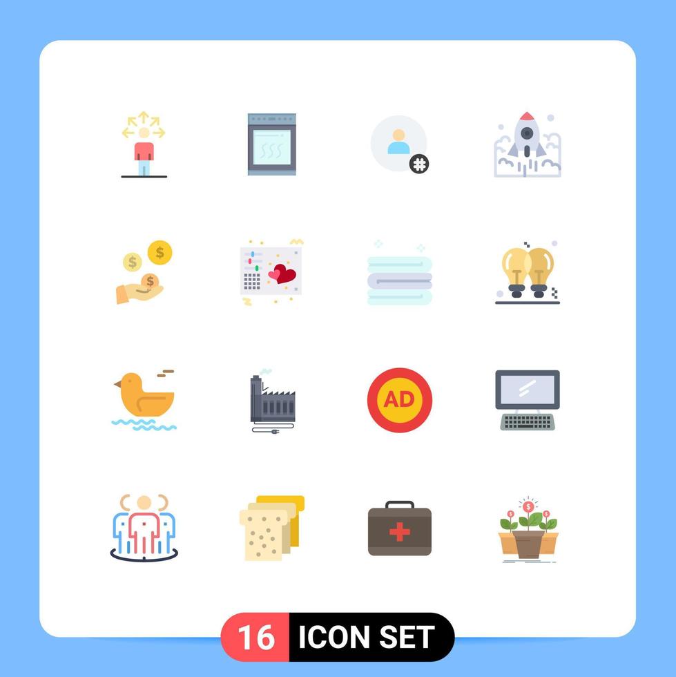 paquete de iconos de vector de stock de 16 signos y símbolos de línea para negocios emprendedores seguir contacto de cohete paquete editable de elementos creativos de diseño de vectores