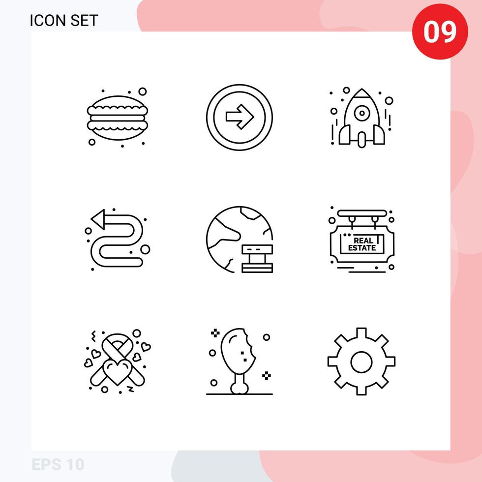 Set of 9 Modern UI Icons Symbols Signs for left directional right arrows school Editable Vector Design Elements