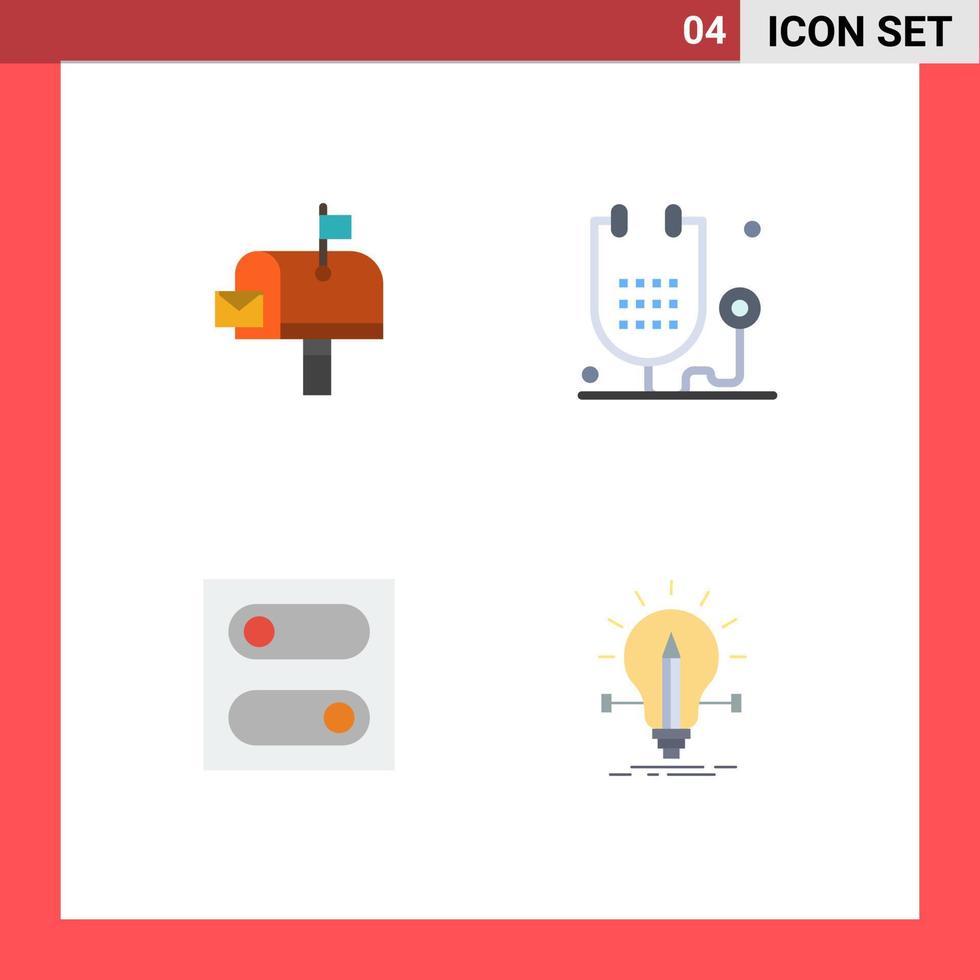 4 Thematic Vector Flat Icons and Editable Symbols of mail control postoffice form toggle Editable Vector Design Elements