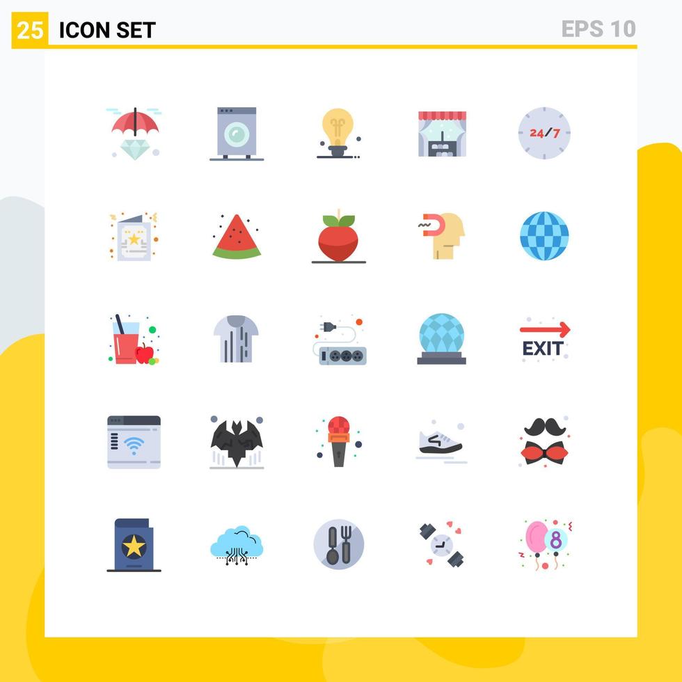 Pictogram Set of 25 Simple Flat Colors of customer all day hardware window building Editable Vector Design Elements