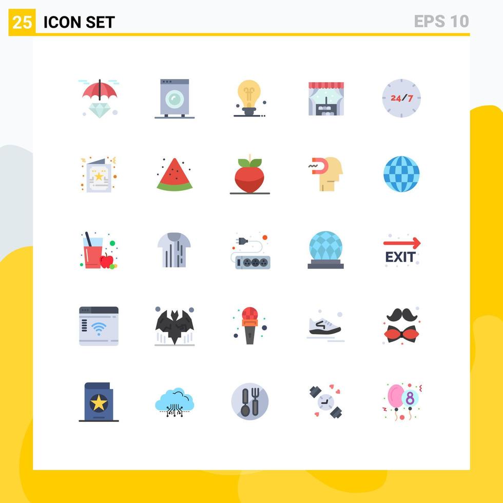 conjunto de pictogramas de 25 colores planos simples de la ventana de hardware del cliente durante todo el día que construye elementos de diseño vectorial editables vector