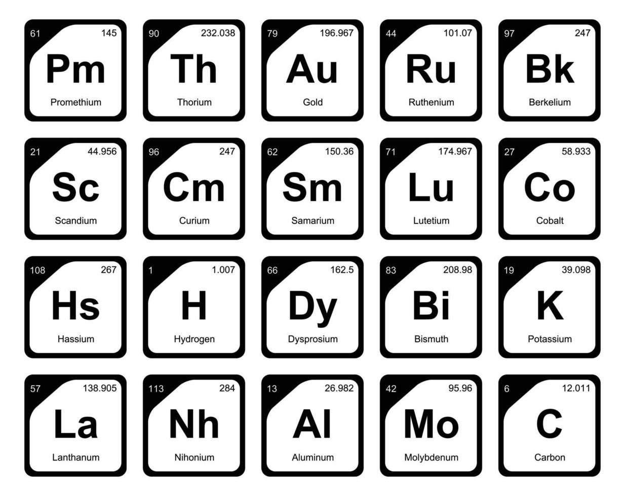 20 Preiodic table of the elements Icon Pack Design vector