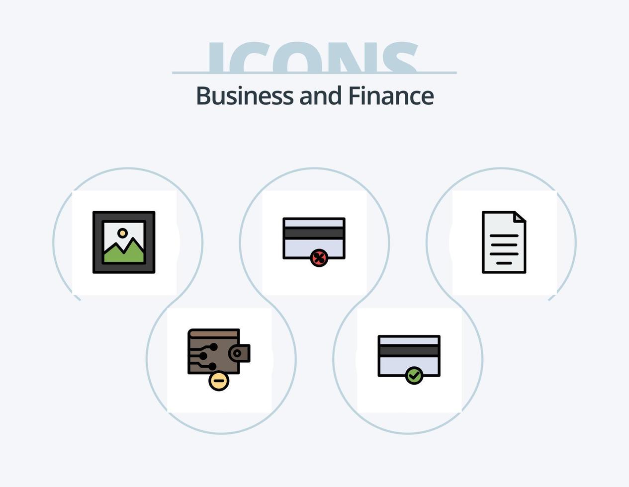 Finance Line Filled Icon Pack 5 Icon Design. money. file. payments. dollar. pie vector