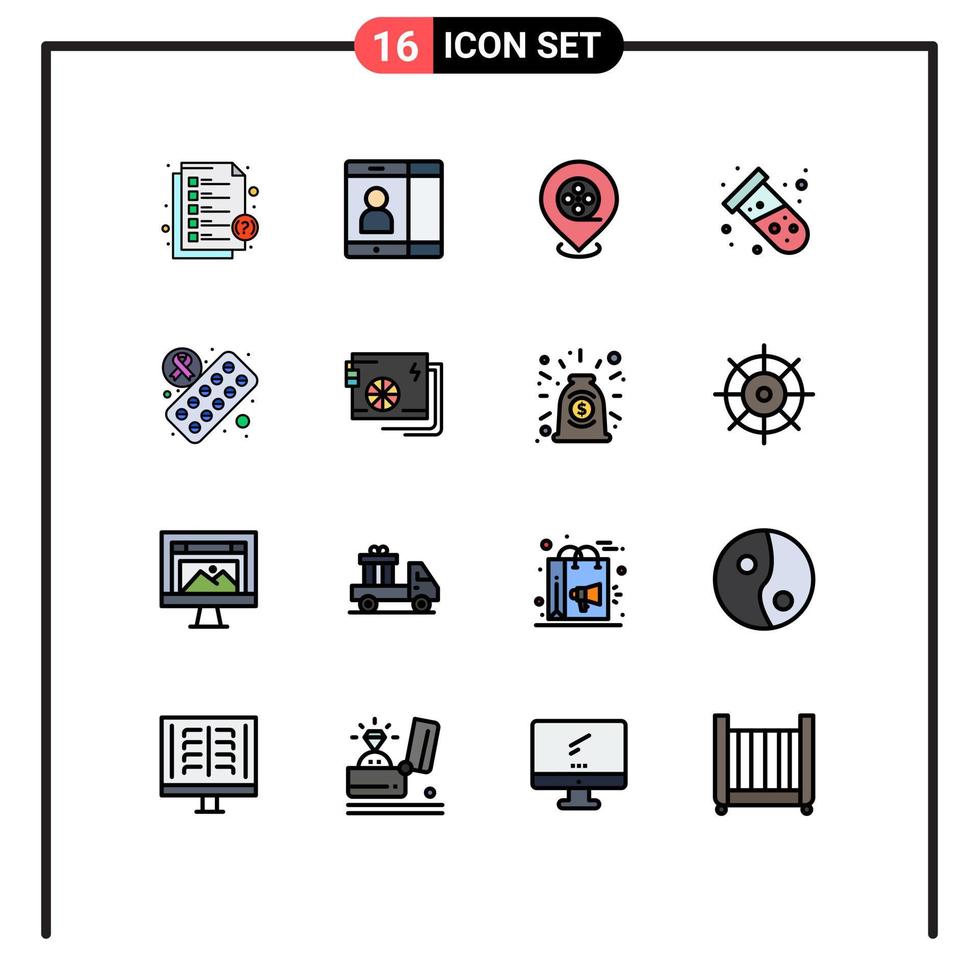 16 Creative Icons Modern Signs and Symbols of ac medicine location tablet tube Editable Creative Vector Design Elements