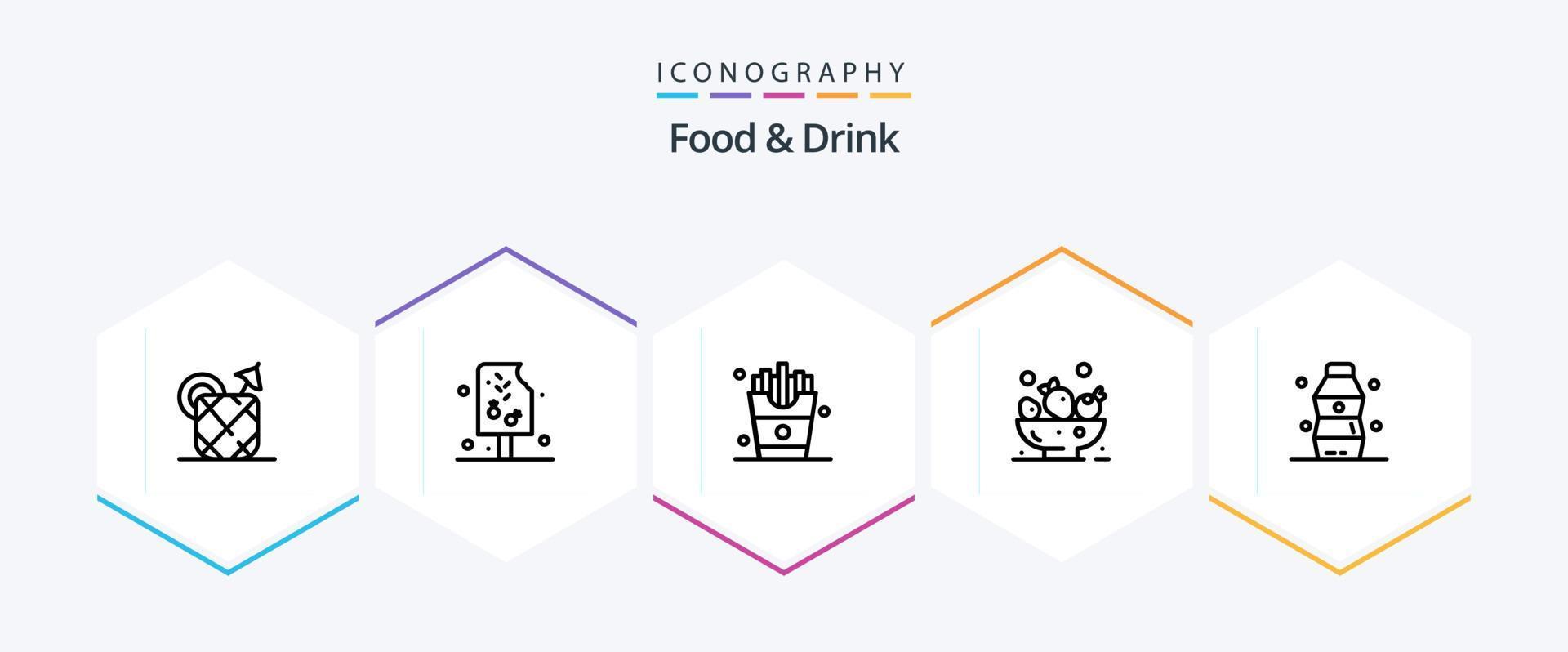 Food And Drink 25 Line icon pack including drink. berries. food. food vector