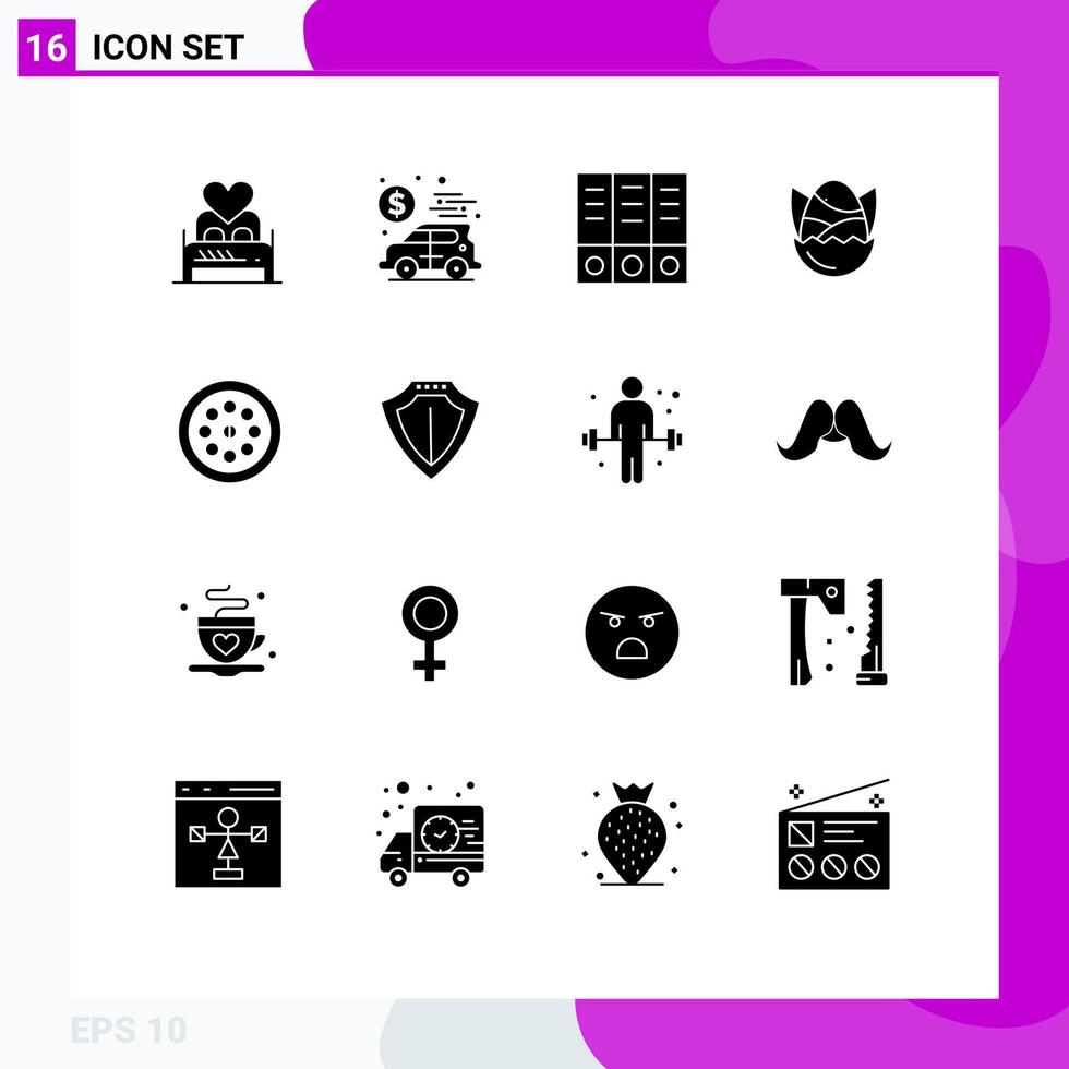 Set of 16 Modern UI Icons Symbols Signs for happy easter economy chicken documents Editable Vector Design Elements