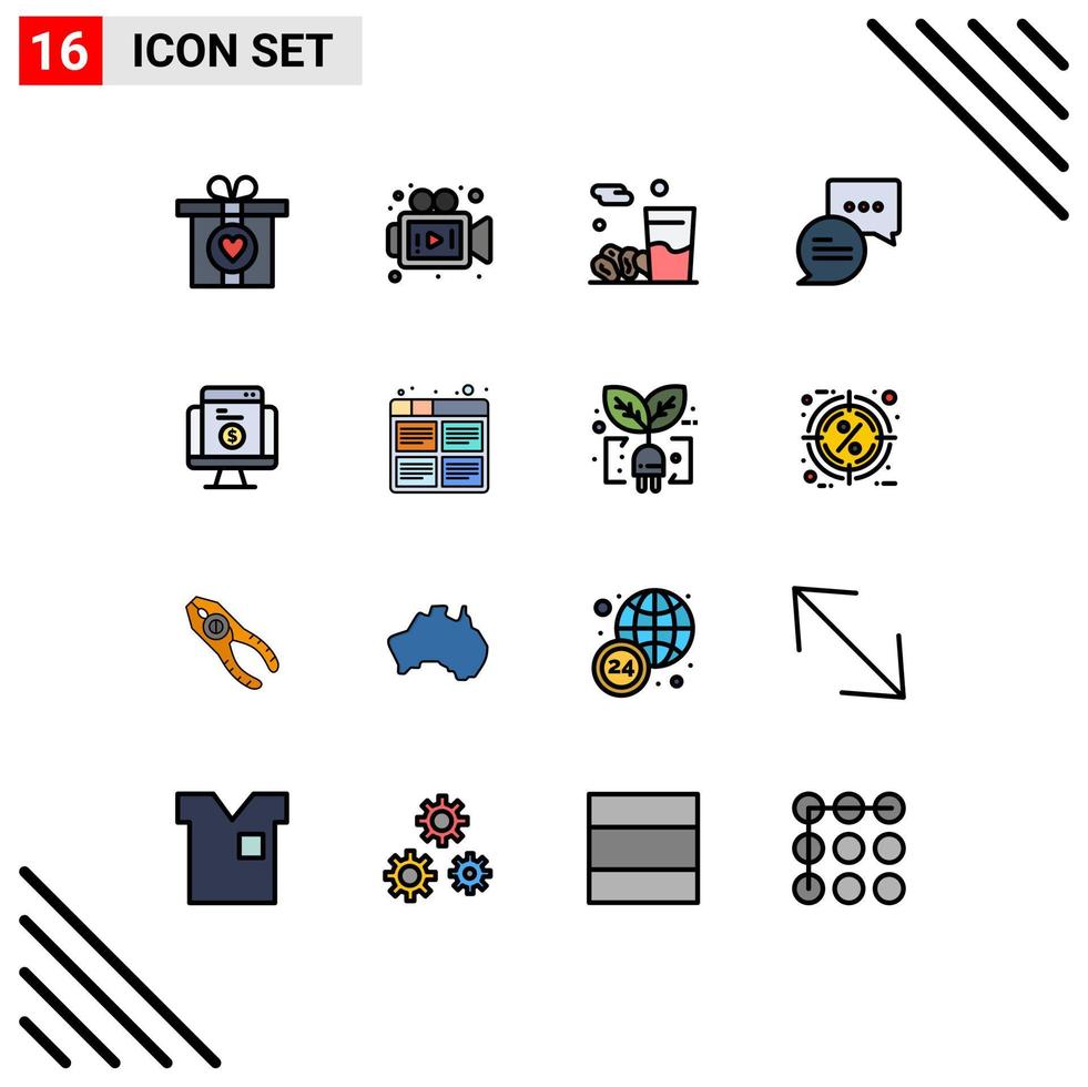 16 iconos creativos signos y símbolos modernos del sitio web compras iftar correo en línea elementos de diseño de vectores creativos editables