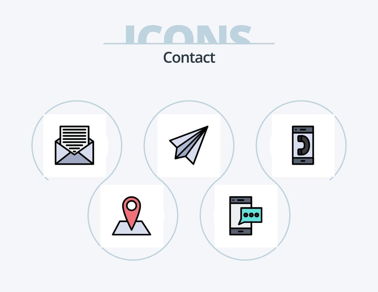 Contact Line Filled Icon Pack 5 Icon Design. contact us. communication. envelope. send. contact us vector