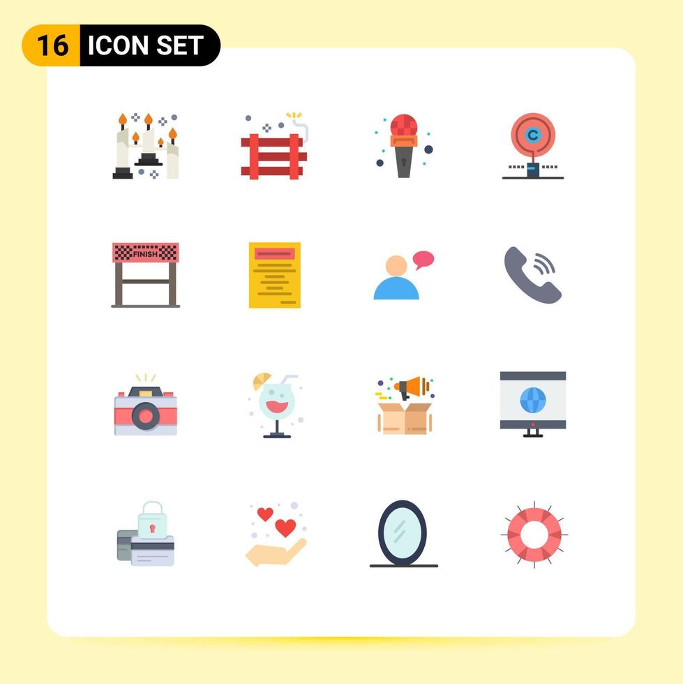 Stock Vector Icon Pack of 16 Line Signs and Symbols for property find party bomb copyright reporter Editable Pack of Creative Vector Design Elements