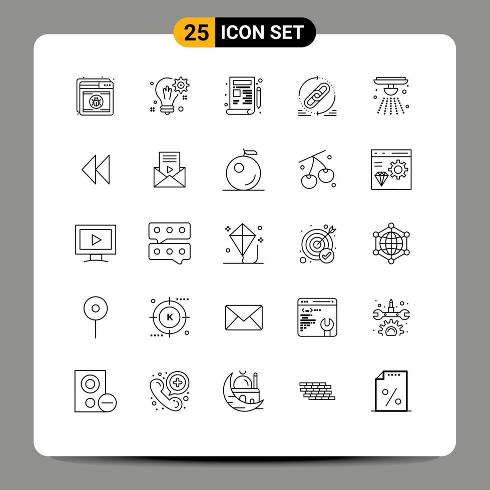 Universal Icon Symbols Group of 25 Modern Lines of website hyperlink gear link development Editable Vector Design Elements